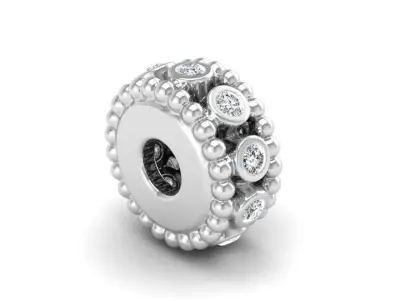 silver charm with gems 3D print model