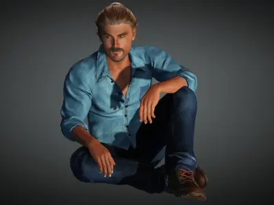 Realistic 3d character fully rigged game and animation ready Low-poly 3D model