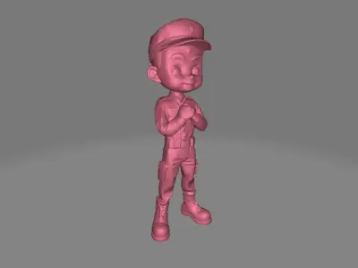Male Army Cartoon 3D Model Low-poly 3D model