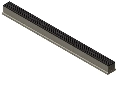 Concrete Trench Drain System V150 3000mm Modular Drainage Channe 3D model