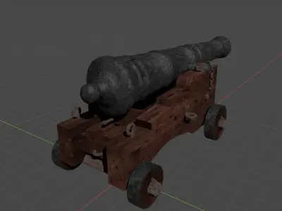 Old pirate ship cannon Low-poly 3D model