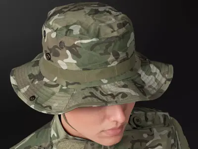 Tactical Boonie Hat 3D Model Metahuman 9 Camos UE5 Game Ready Low-poly 3D model