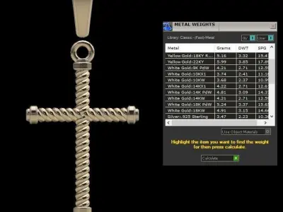 Cross Pendant Rope Twist 2 Size 3D print model