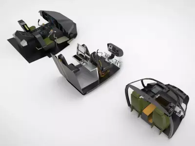 cockpit helicopter 3 type  3D model