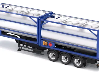Chassis Semi Trailer with Tank Container 3D model