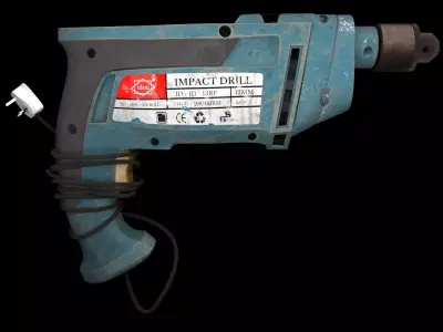 Cordless Power Drill Low-poly 3D model