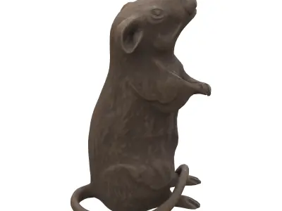 Rat wood statue Low-poly 3D model