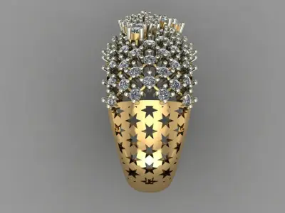 Daimond Pear Ring Band  With Jali  3D Print RIng Model 3D print model