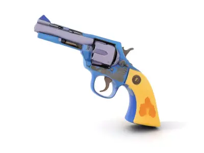 Engraved Blue Revolver model pack Low-poly 3D model