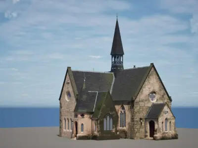 Victorian Modular Church Only For UE5 Low-poly 3D model