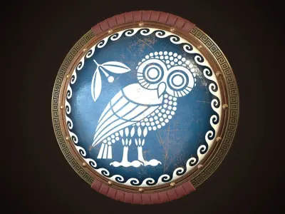 Hoplite Shield Athens  Low-poly 3D model