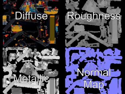Colorful Battle Tank Model Pack for Game and Film Production Low-poly 3D model