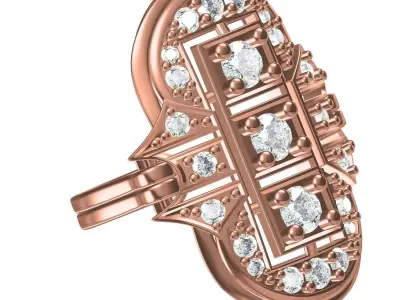 Antique Art Deco Engagement Ring 03 3D print model