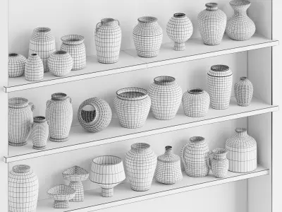 Set of decorative vases 001 3D model