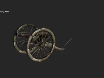 Field Artillery Gun Low-poly 3D model