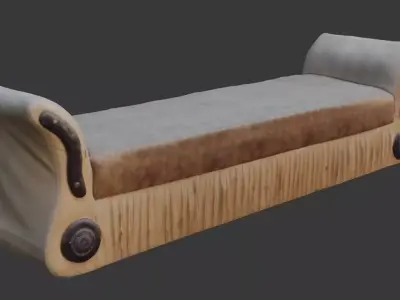 Upholstered Bench Seat Low-poly 3D model