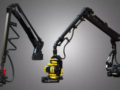 Forestry Harvester Cranes - 2 in 1 3D Model Pack