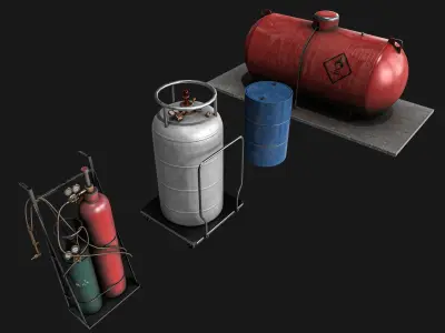 Gas Tank Pack Low-poly 3D model