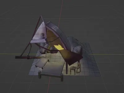 Abandoned Sunken Boat Low Poly 3D Model Low-poly 3D model