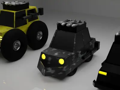 PolyCar toy truck with wheels and lights Free 3D model