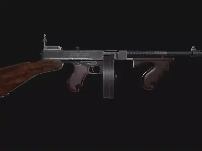 M1928A1 Thompson Submachine Gun Low-poly 3D model