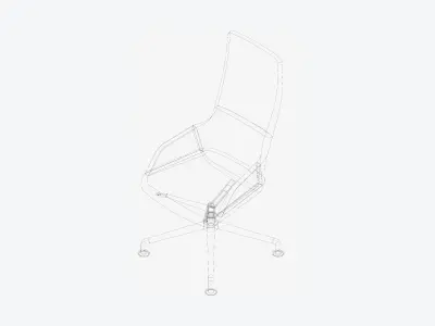 Chair - Conference - Worksmart - Large Glides - High Back Low-poly 3D model