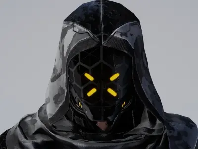 Fully rigged low poly cyborg Low-poly 3D model