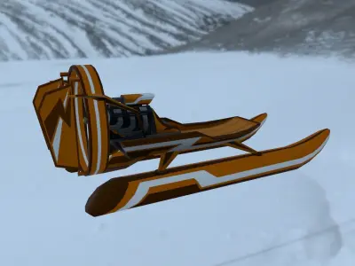 Airboat snow sled for sims Low-poly 3D model