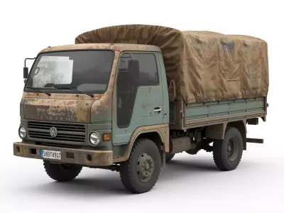 Small Middle Eastern Cargo Truck Green Blue 3D Model Low-poly 3D model