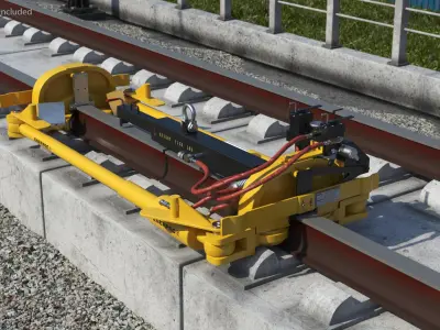 Enerpac Rail Puller Mounted on Track 3D model