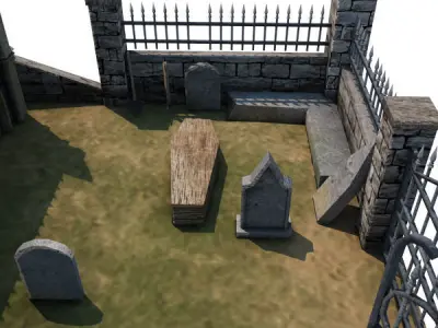 Medieval Cemetery Low-poly 3D model