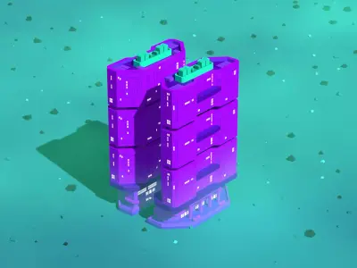 Modular Low-Poly Stylized Sci-Fi Building - Mega Structure Free low-poly 3D model