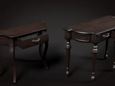 10 Antique Tables - Game Ready Low-poly 3D model