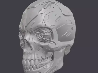 Futuristic Cyborg Skull Head R1 Low-poly 3D model