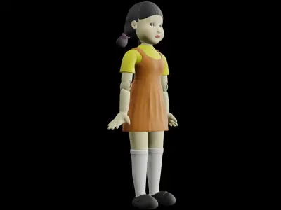 squid game doll Low-poly 3D model