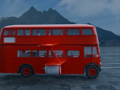 Futuristic Flying Double Decker Bus 3D model
