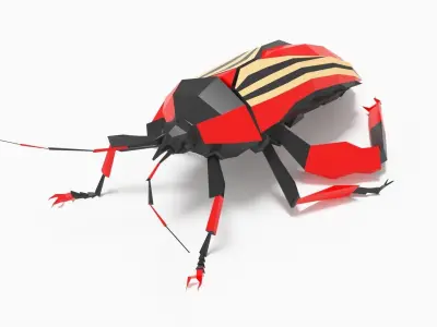 Bug low poly origami Low-poly 3D model