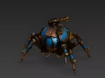Octo-Gear Steampunk Spider Tank 3D Model Low-poly 3D model