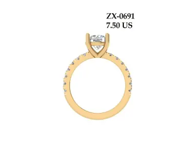 Solitaire Engagement Art Deco Ring 3D print model 65