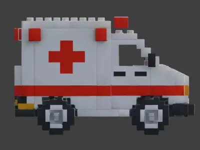 Voxel RC Ambulance 3D Model Low-poly 3D model