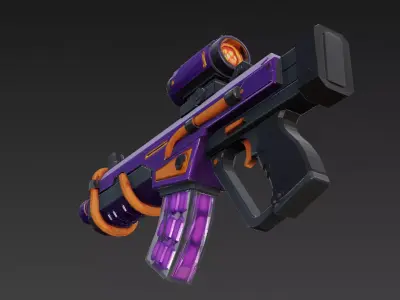 Cartoon Cyber Purple SMG 3D Model PBR Low-poly 3D model