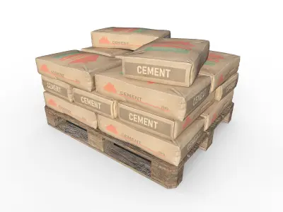 Pallet with Cement Bags Low-poly 3D model