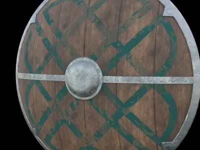 Shield 3 wooden Low-poly 3D model