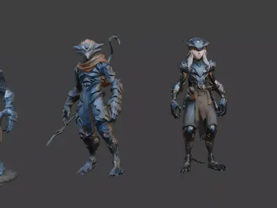 Cyberpunk Beast Hunters LowPoly Low-poly 3D model