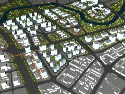 Buildings City building industrial park commercial housing 3D model V9