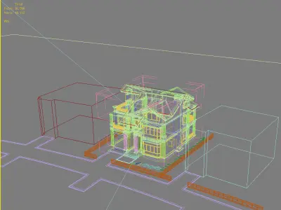Architecture house with two stories and balcony 3D model