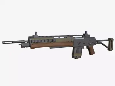 Assault Rifle Low-poly 3D model 4