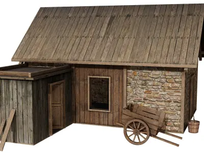 Old Medieval Building Low-poly 3D model