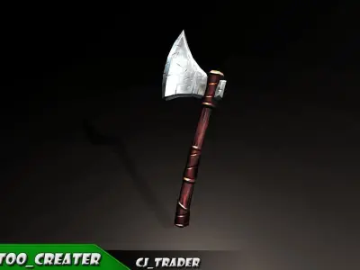 Modern Axe Fantasy Low-poly 3D Model Low-poly 3D model