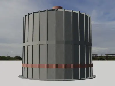 Concrete Tower Silo Low-poly 3D model